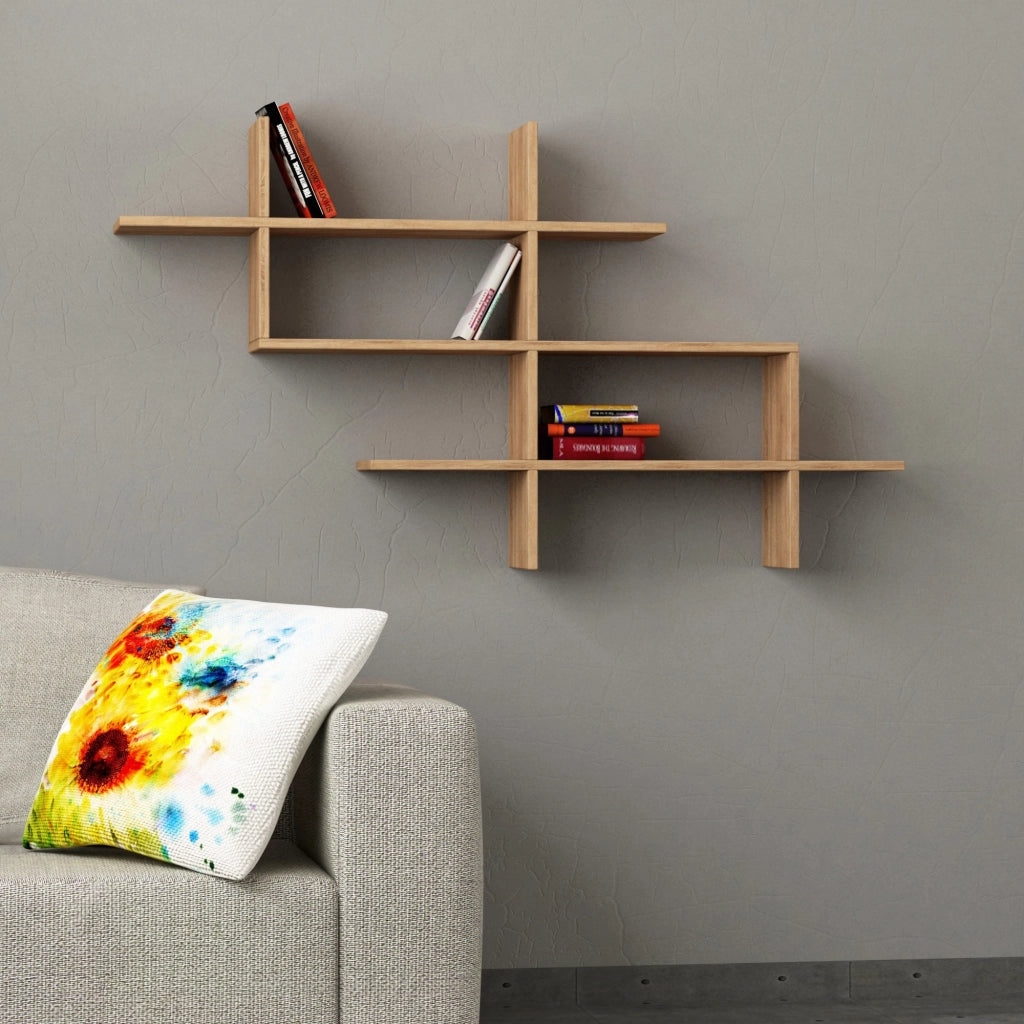 Libreria in legno "Halic" - 150 x 22 x 82 cm - Rovere