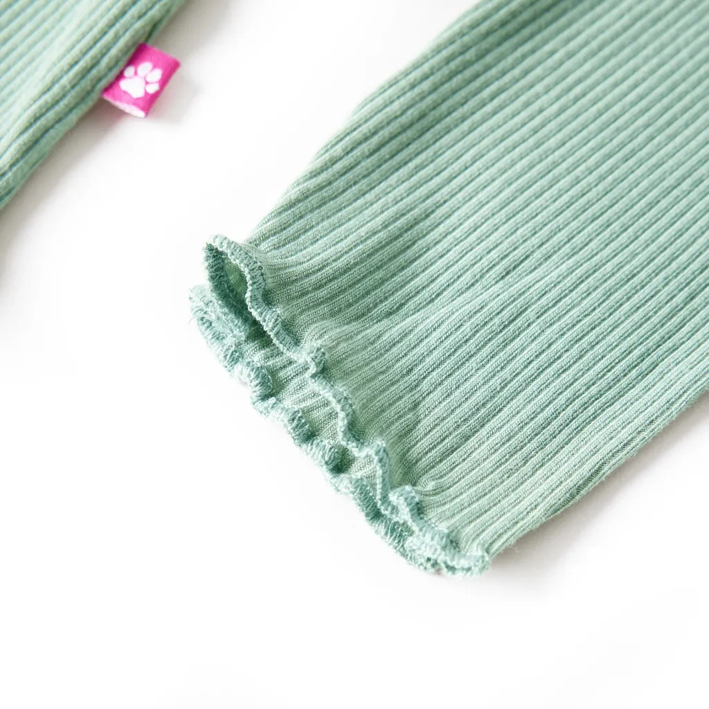 Maglietta da Bambina Maniche Lunghe a Lupetto Menta Scuro 128 14332