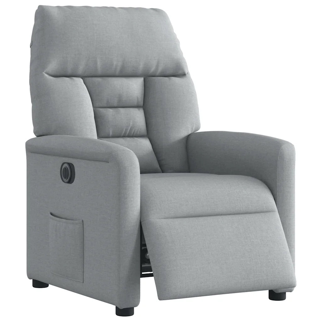 Poltrona Elettrica Reclinabile-Divano Sedia Grigio Chiaro in Tessuto 580101