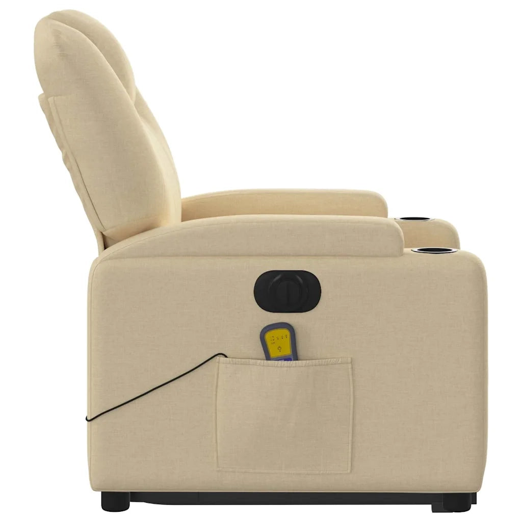 Poltrona Alzapersona Massaggiante Elettrica Crema in Tessuto 3204413