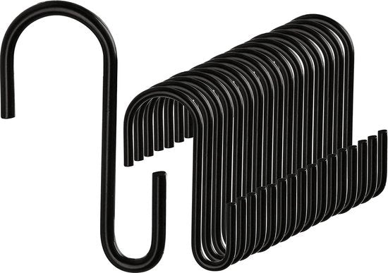 Ganci in Acciaio Inossidabile per Appendi Abiti - Doppie Ganci Robuste - Ganci per Vestiti e Cucina - Appendi Abiti - Set da 30 (Nero)