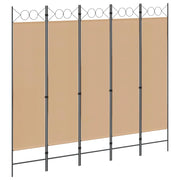 Paravento a 5 Pannelli Beige 200 x 180 cm Tessuto