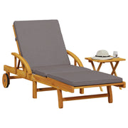 Lettino Prendisole con Cuscino e Tavolino Legno Massello Acacia 3206363