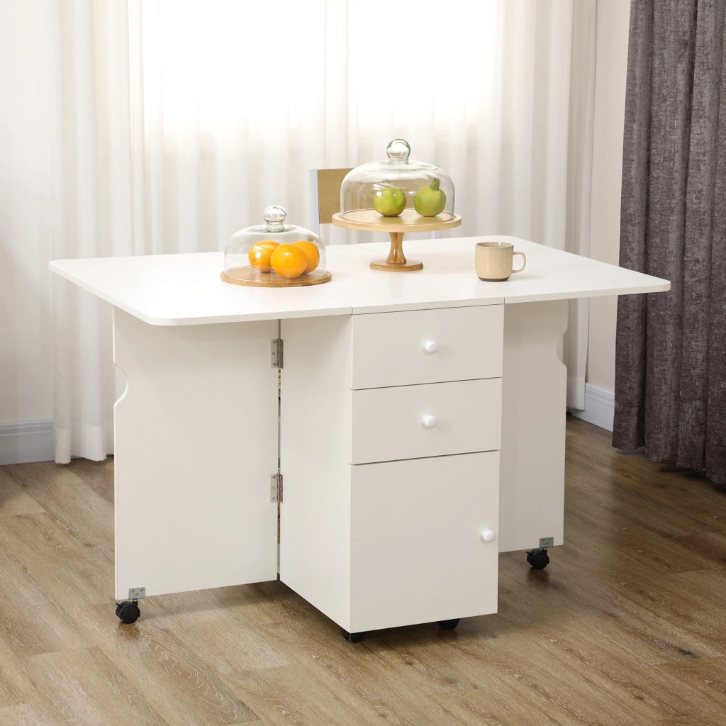 Tavolo da cucina a ribalta con cassetti e armadietto ¨C zephmum ¨C Bianco 120x80x75 cm