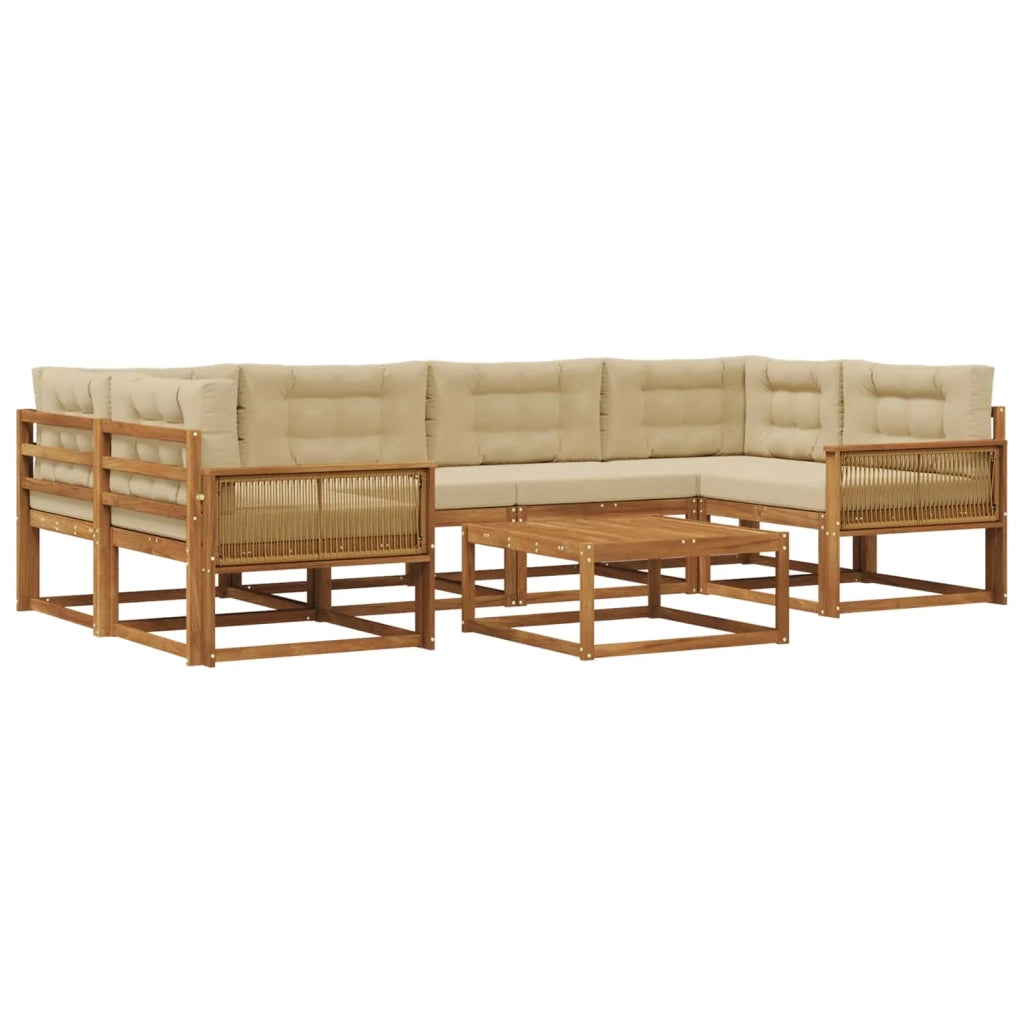 Set di divani da esterno con cuscino 7 pcs Naturale e Beige