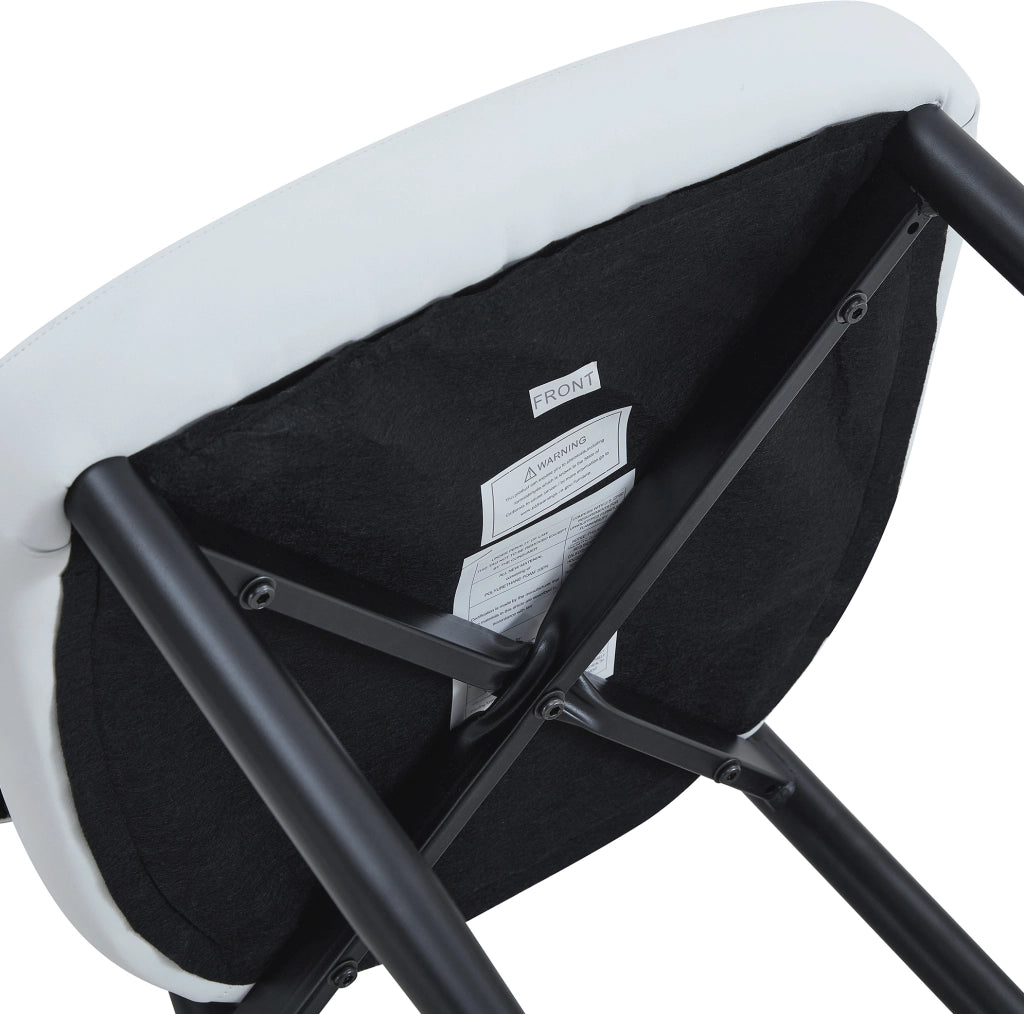 Set di 2 sedie da pranzo con schienale curvo in PU bianco e metallo nero