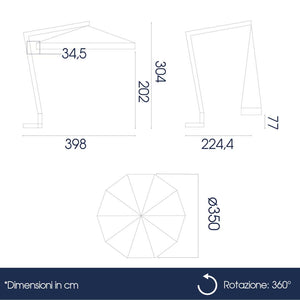 Ombrellone Decentrato da Giardino Ø3,5m Braccio in Legno Ecrù