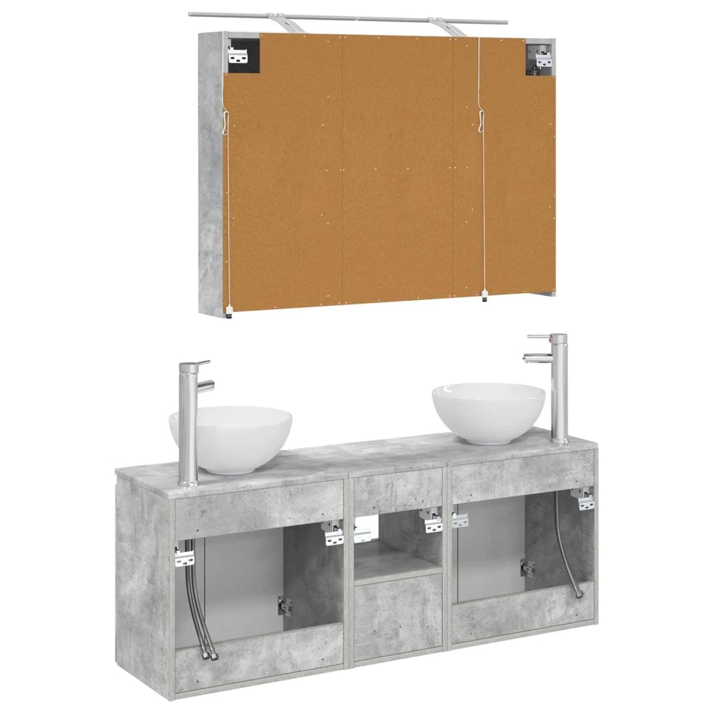 Set di Armadi da Bagno 4 pcs Grigio Cemento 100 x 14,5 x 70 cm 3406338