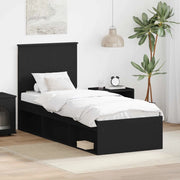 Struttura del letto con testiera Nero 75 x 190 cm Pino massello 3411074