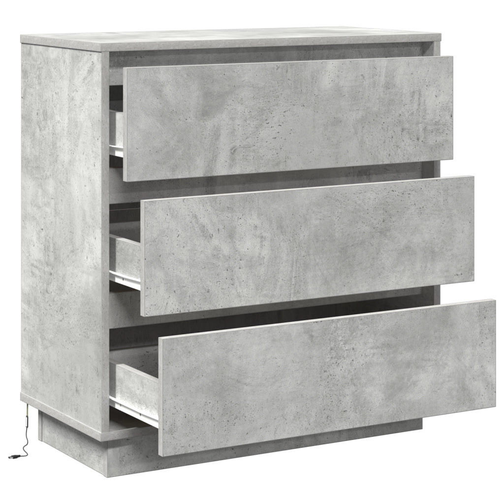 Comodino  con LED Grigio cemento 71x34,5x75 cm Legno ingegnerizzato
