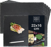 Set di 6 piatti di servizio in lastre di plastica 22 x 16 cm con pennarelli per buffet, sushi e formaggi