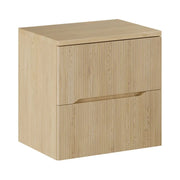 Set da bagno NATURA 60cm: mobile sottolavabo + piano per lavabo in aspetto legno chiaro scanalato verticalmente