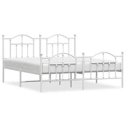 Letto matrimoniale | Letto per adulti | Giroletto con Testiera e Pediera Metallo Bianco 183x213 cm