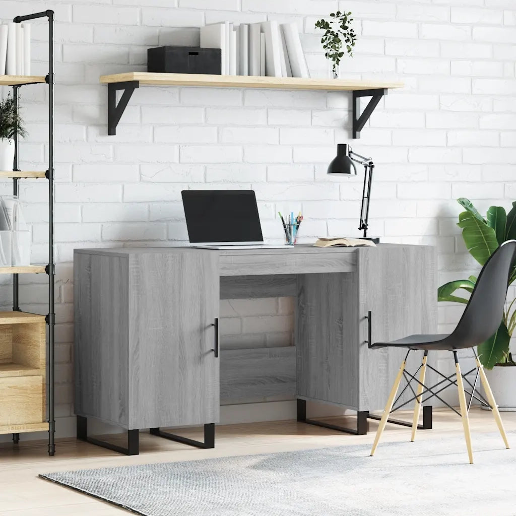 Scrivania | Tavolo da Ufficio Grigio Sonoma 140x50x75 cm in Legno Multistrato