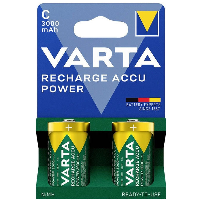 Varta Batteria Ricaricabile C 3000 mAh Nichel-Metallo Idruro 2 Pezzi