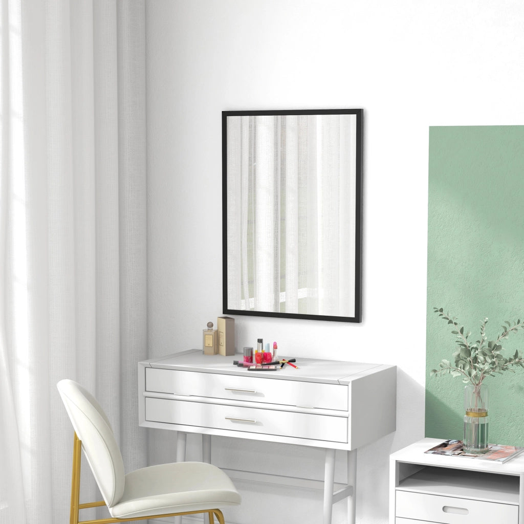Specchio con Ganci da Parete ¨C zephmum ¨C Vetro e MDF, 60x80 cm, Nero