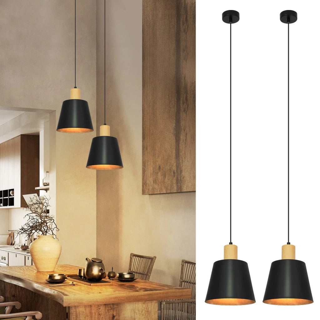 Lampada a sospensione ZMH per sala da pranzo 1 fiamma 2 x Lampada a sospensione in metallo nero industriale