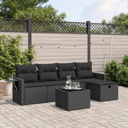 Set Divano da Giardino 6 pz con Cuscini Nero in Polyrattancod mxl 114513