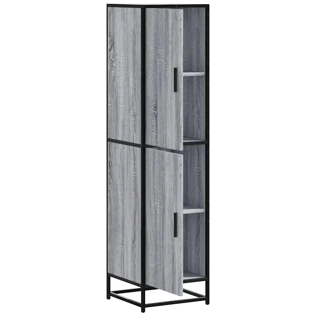 Credenza Grigio Sonoma 35,5x35x139 cm Legno Multistrato Metallo 849057