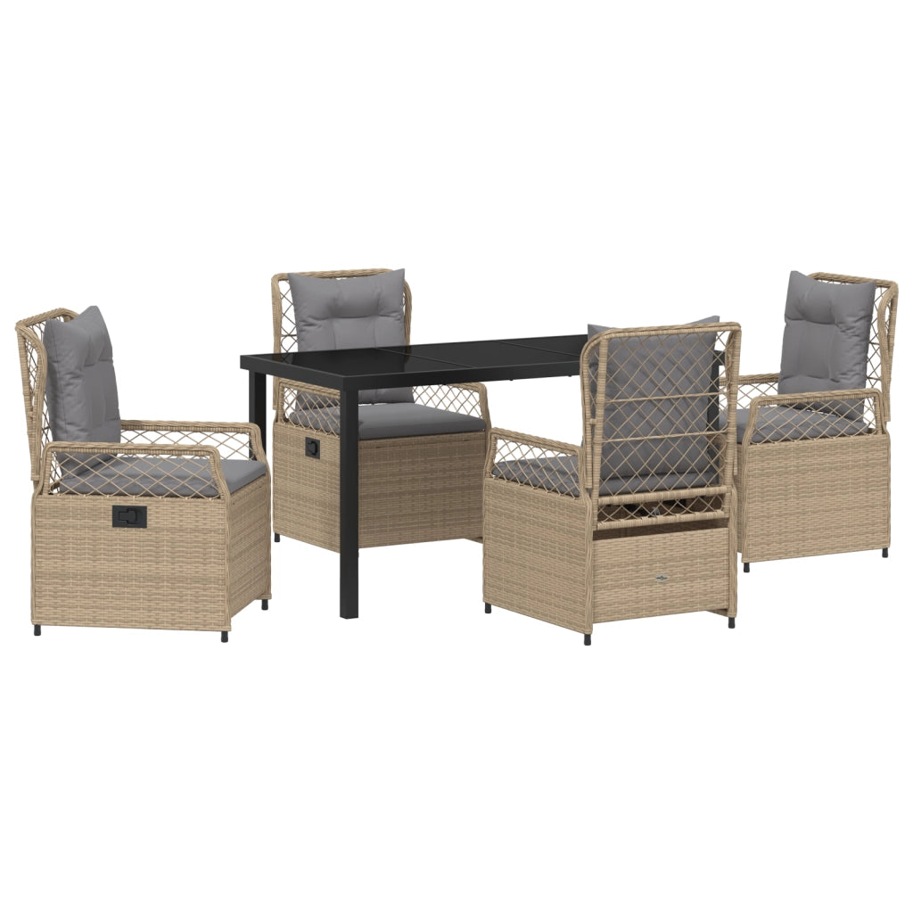 Set da pranzo da giardino 5 pezzi beige polyrattan