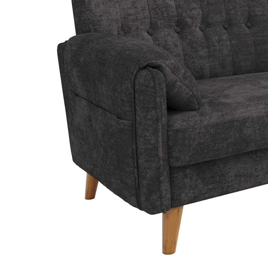 Divano 2 posti in chenille grigio scuro 161;5 x 79 x 83;5 cm con braccioli e tasche laterali