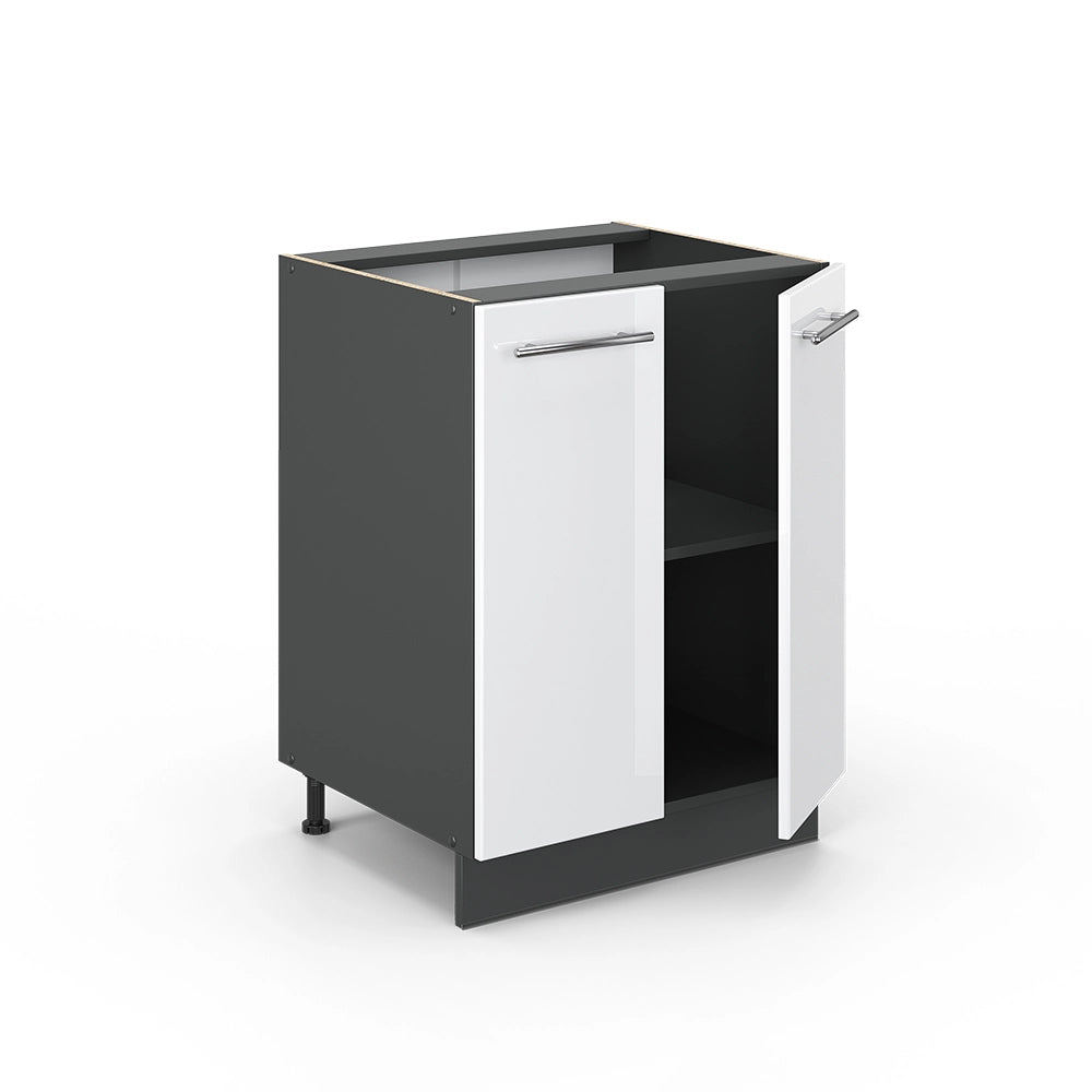 Mobiletto base cucina Fame-Line Bianco lucido/Antracite 60 cm senza piano di lavoro Vicco