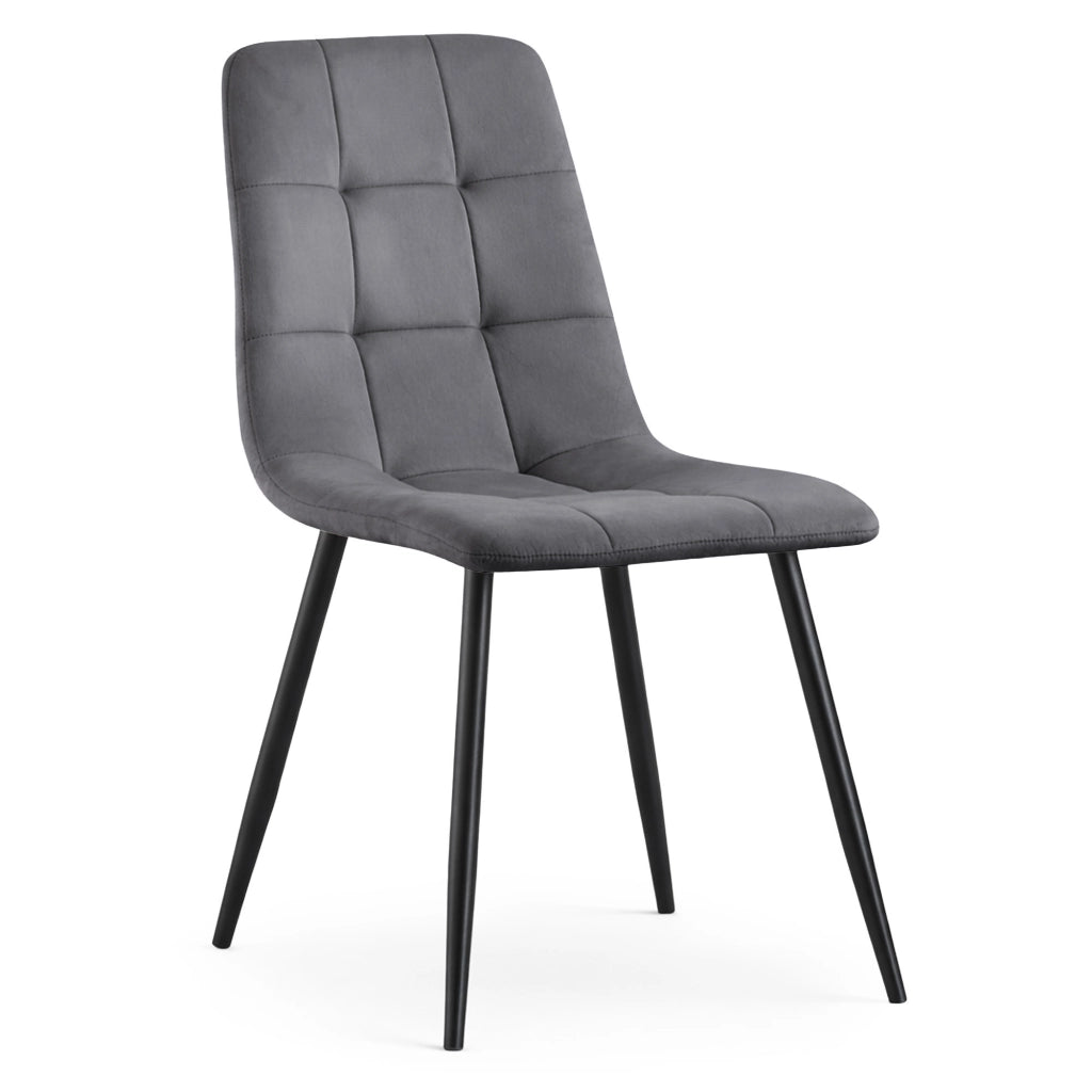 Sedia in velluto trapuntata NERO Grafite Scuro gambe nere