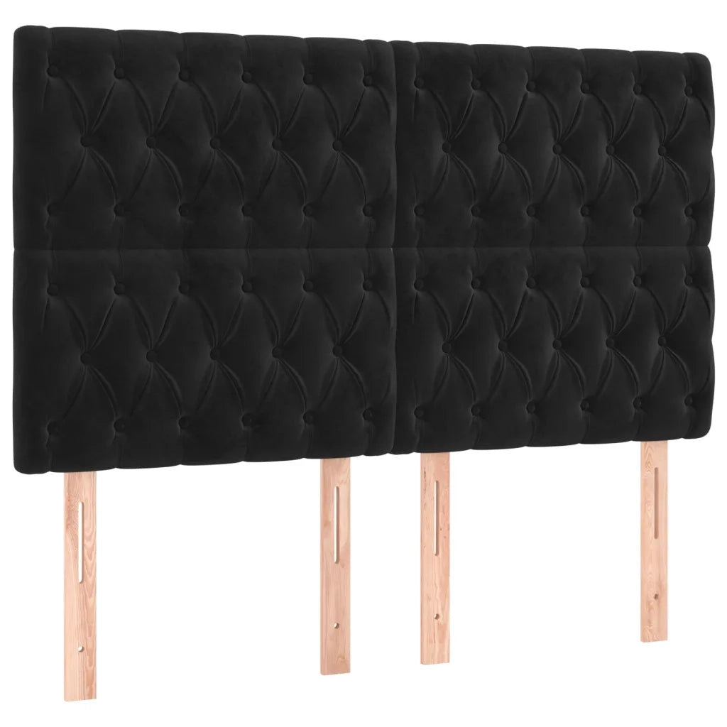 Testiera-Testata-Testiera Decorativa Nera 144x7x118/128 cm Velluto
