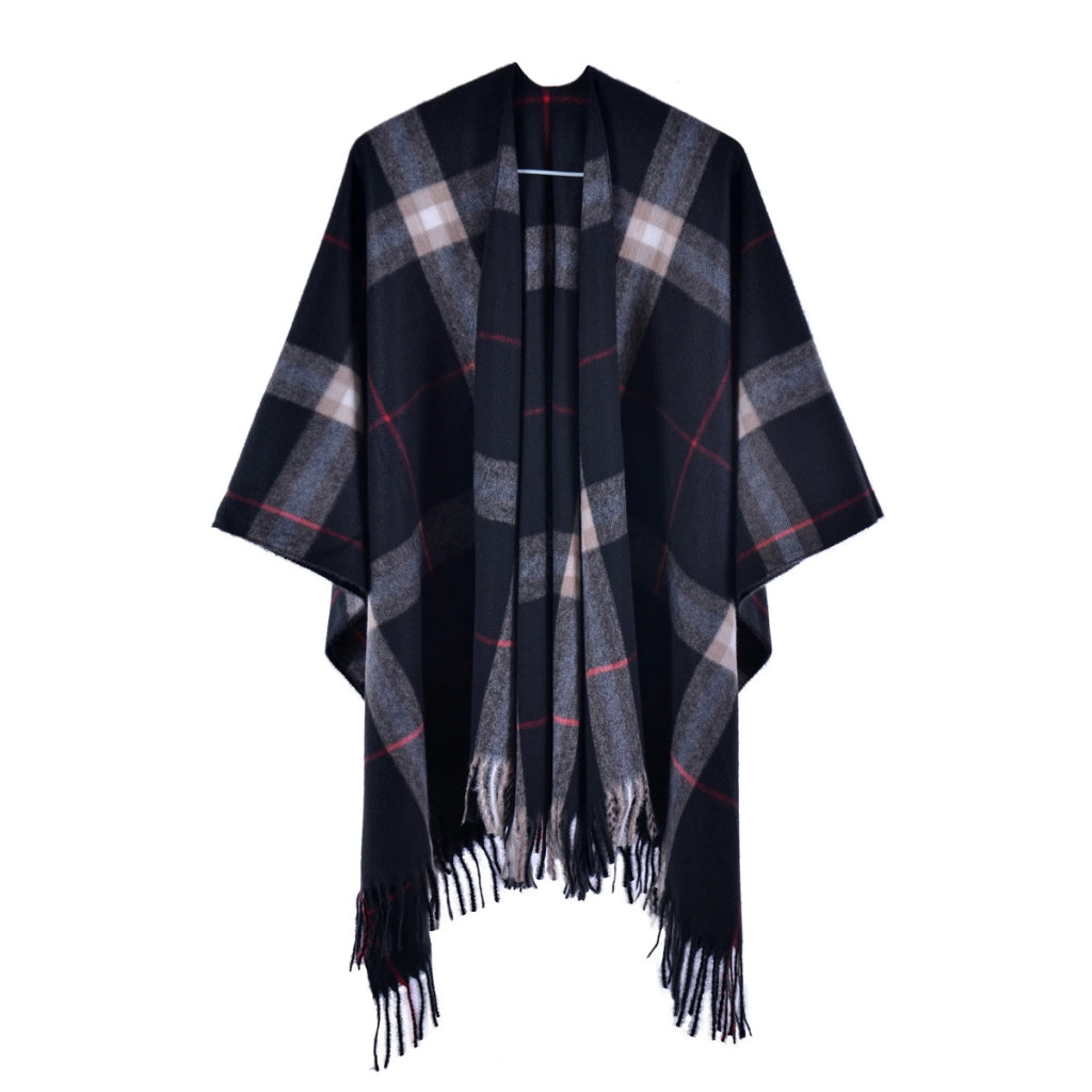 Mantella da sfilata di moda Classic Baggage, sciarpa calda in cashmere con spacco