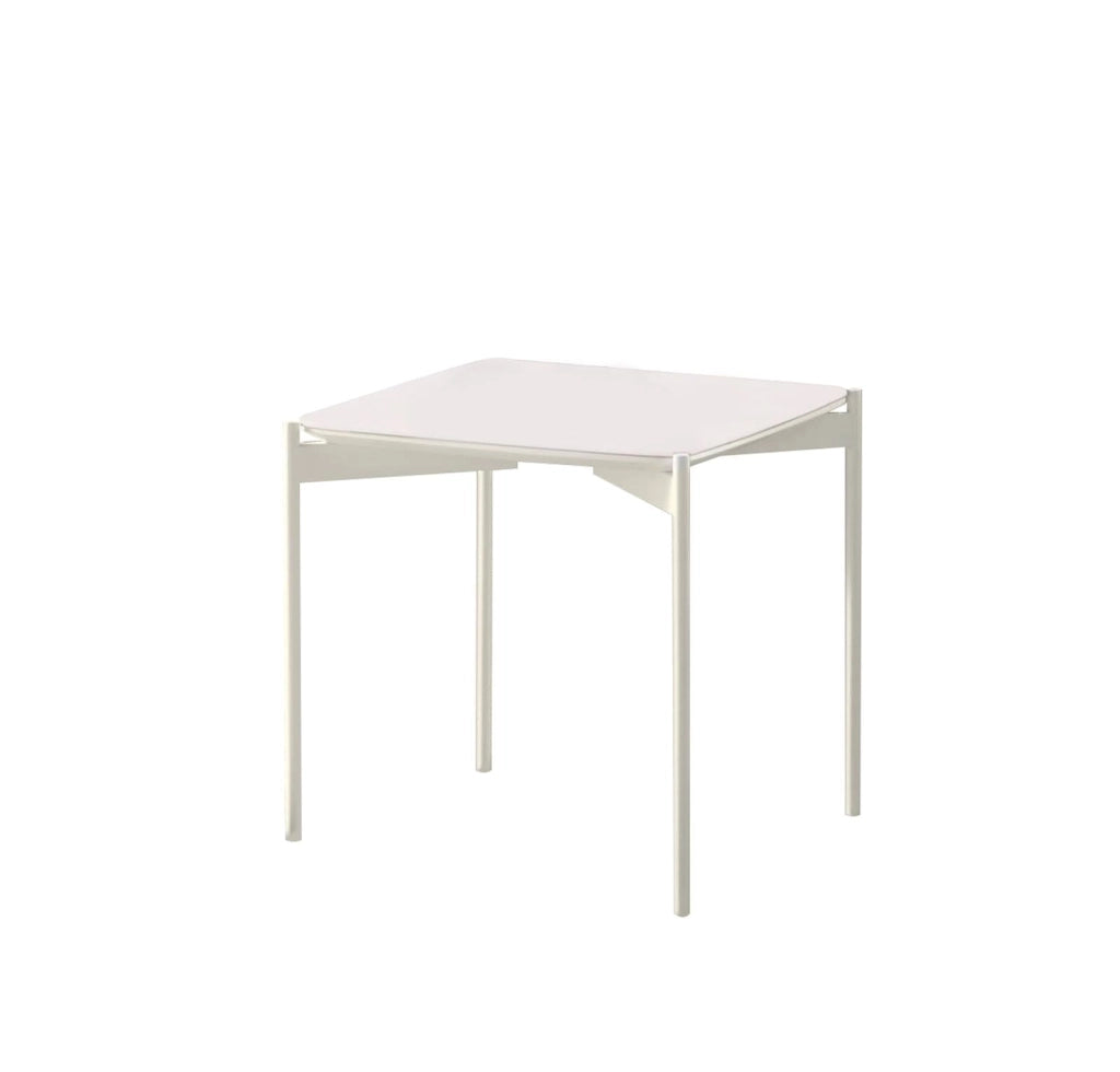 Tavolino 45x45xH45 cm in Ceramica e Metallo Ivy Bianco