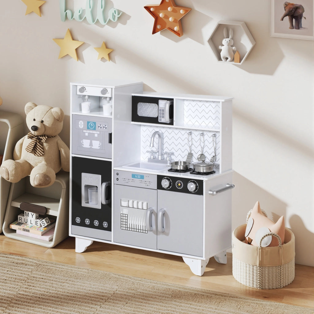 Cucina Giocattolo in Legno con Sonoro ¨C zephmum ¨C Bianco 60x30x80 cm