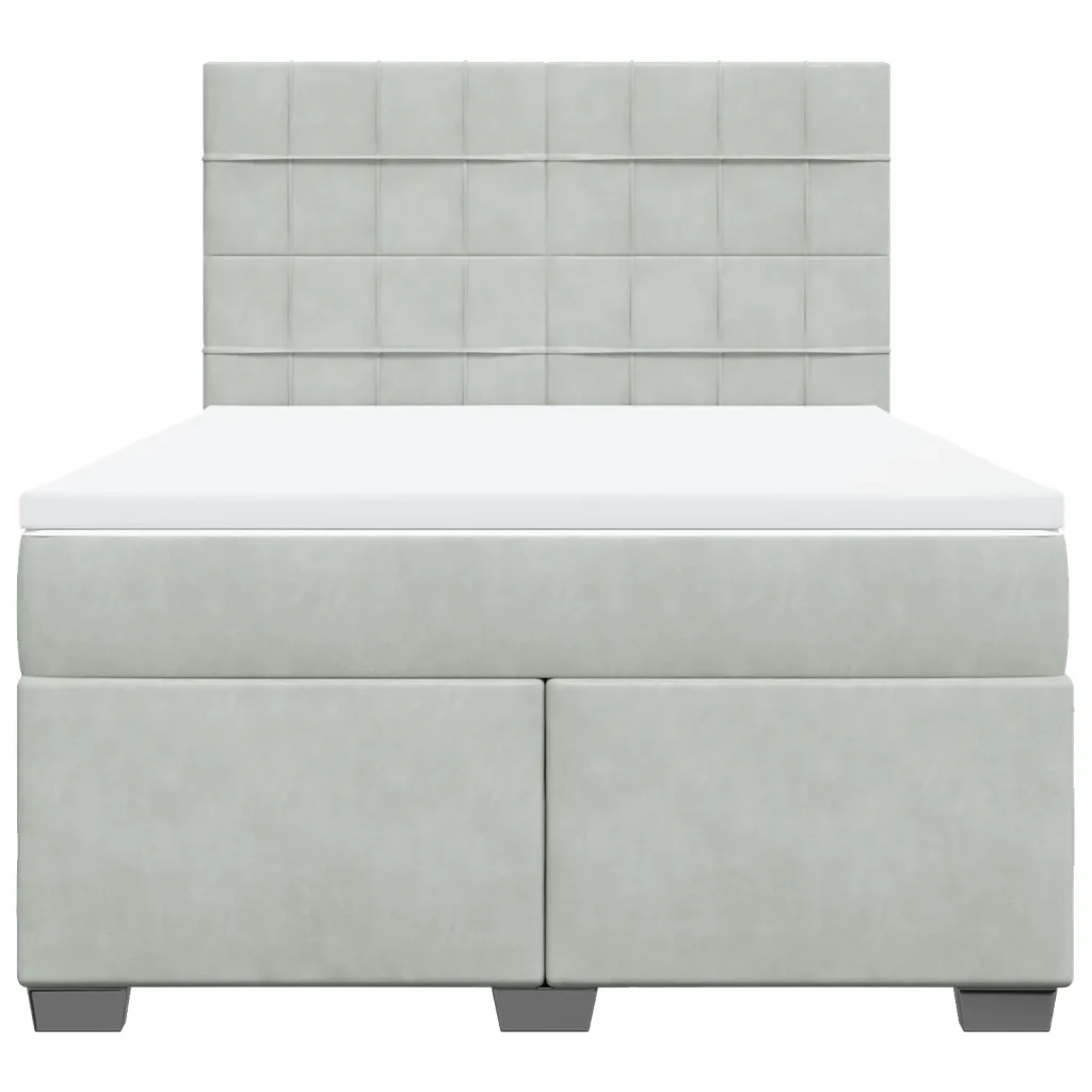 Giroletto a Molle con Materasso Grigio Chiaro 140x200cm Velluto 3290930