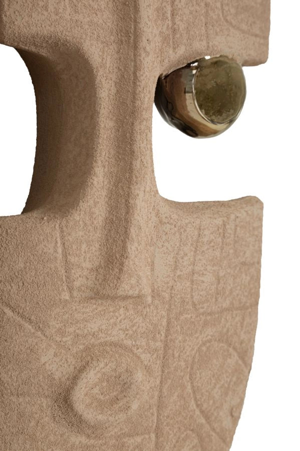 Decorazione Murale Dakar Coppia 20x6x40 cm in Ceramica Marrone e Oro