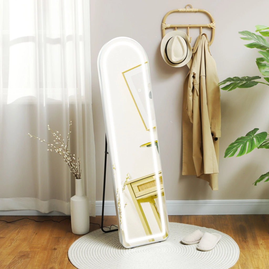 Specchio a parete completo LED con luce regolabile ¨C zephmum ¨C 150x40 cm argento