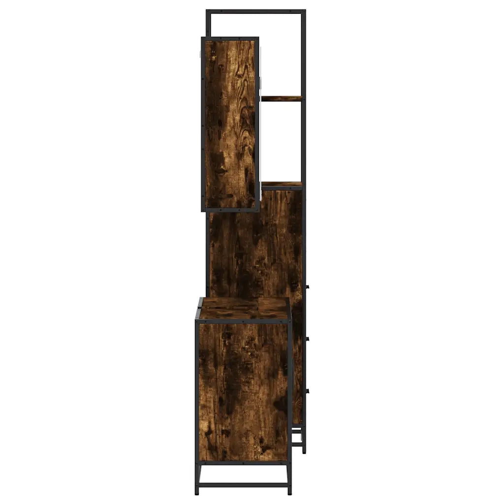 vidaXL Set Mobili da Bagno 3 pz Rovere Fumo in Legno Multistrato