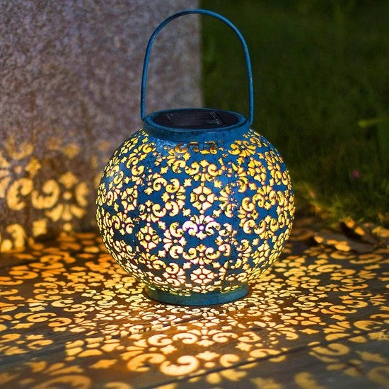 Lanterna Solare Grande – Impermeabile – Metallo – Lampada da Tavolo – Regalo di Natale per la Mama – Per Terrazza e Arte da Giardino