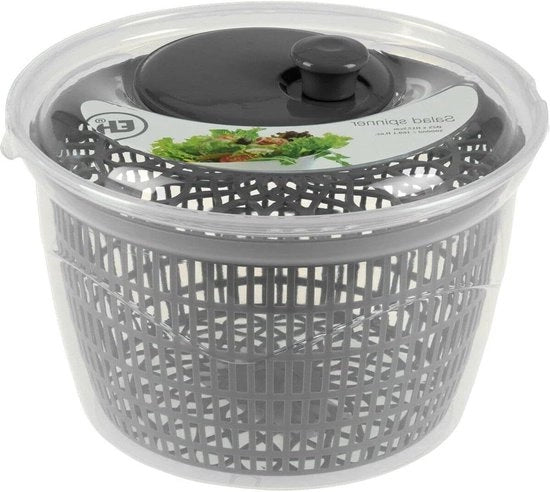 Spinner per insalata 5L - Set di setacci e asciugatore rapido - Lavastoviglie e lavatrice per verdure con spinner (grigio)