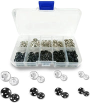 Set di Drukknopen 80 pezzi - Drukknopen per cucito - Drukknopen metallici - Snaps Nero/Argento - 4 misure - Materiale robusto