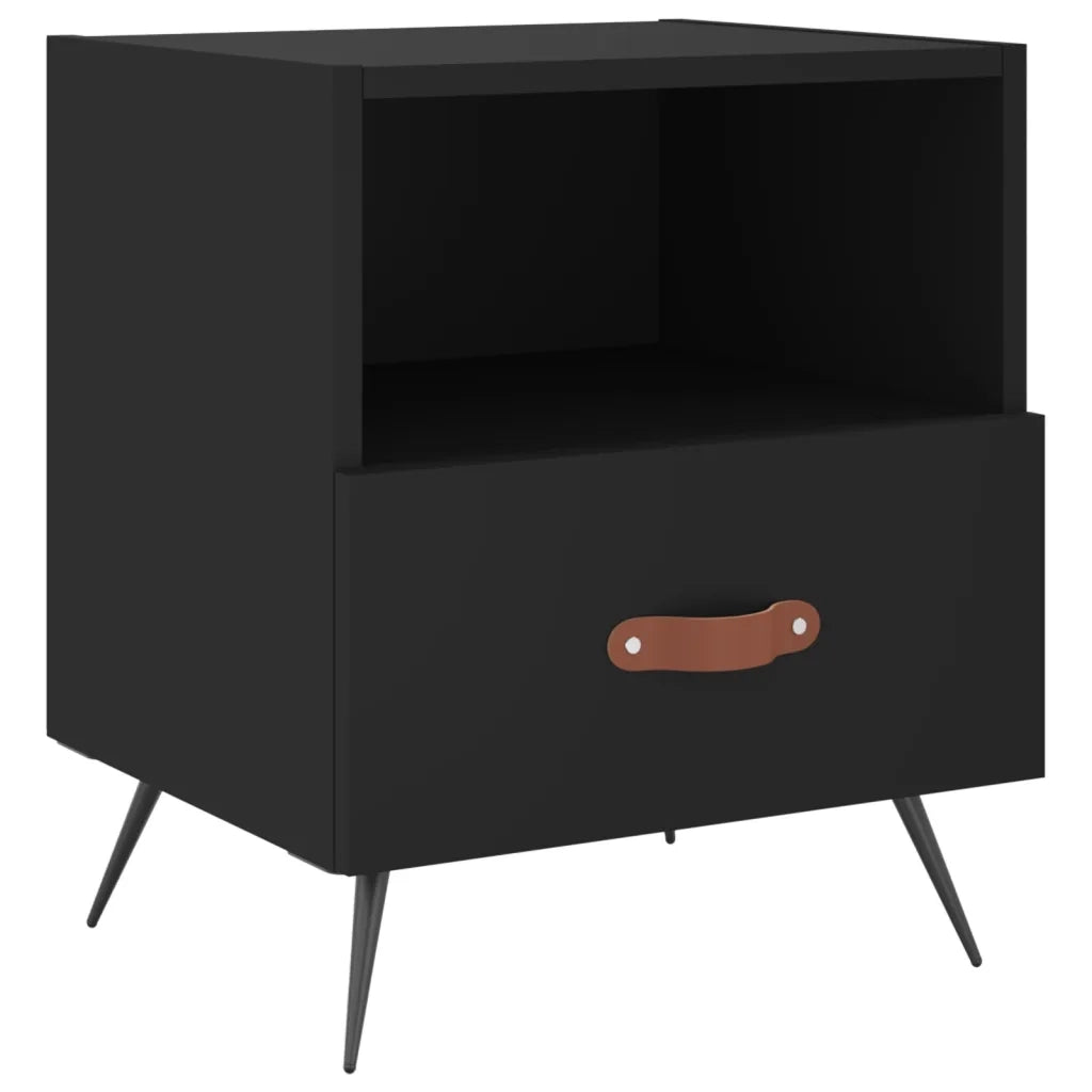 Set di 2 Comodini | Armadio da Notte | Mobiletto da notte Neri 40x35x47,5 cm in Legno Multistrato
