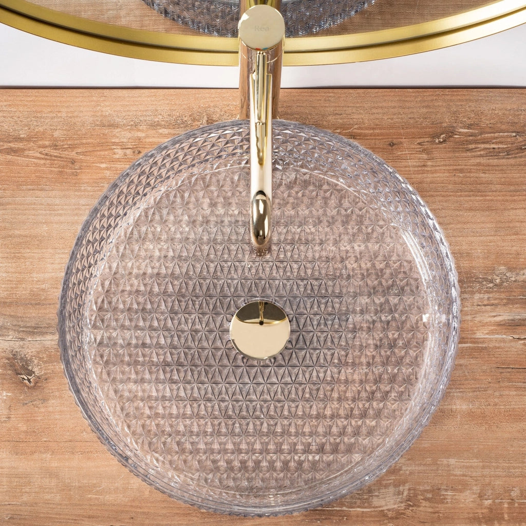 Lavabo Da Appoggio Rea Cristal Transparent 39