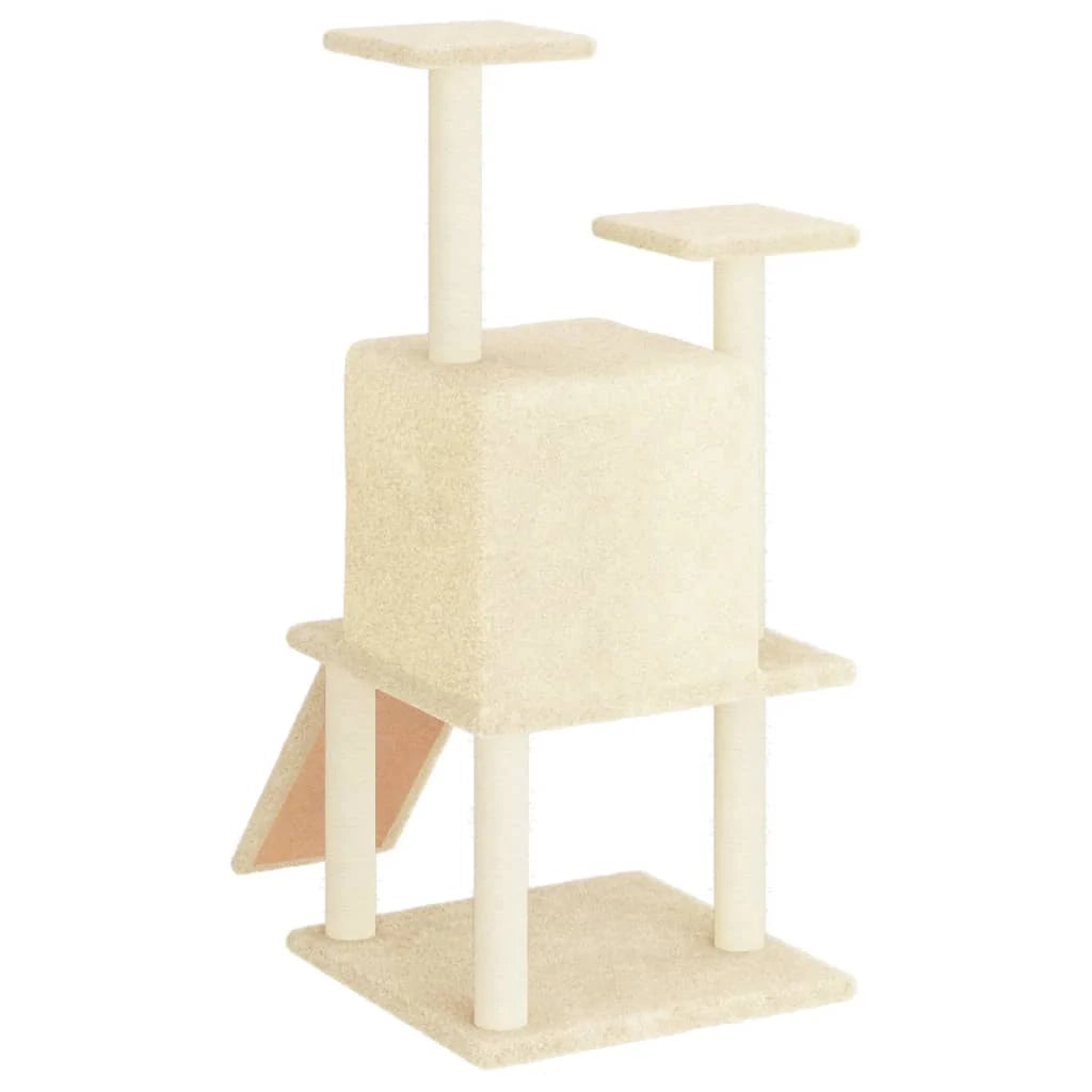 Tiragraffi per gatti torre per arrampicata giocattolo piattaforma per arrampicata con tiragraffi in sisal 110 cm crema 02_0022457