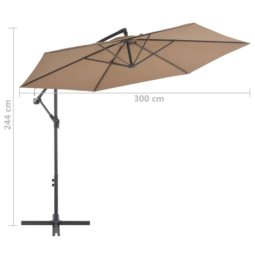 Ombrellone da giardino a sbalzo con palo in alluminio 300 cm tortora 02_0008652