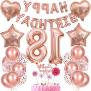 Regalo per il 18° Compleanno Ragazza con Decorazione Rosa d'Oro, Topper di Torta e Palloncini