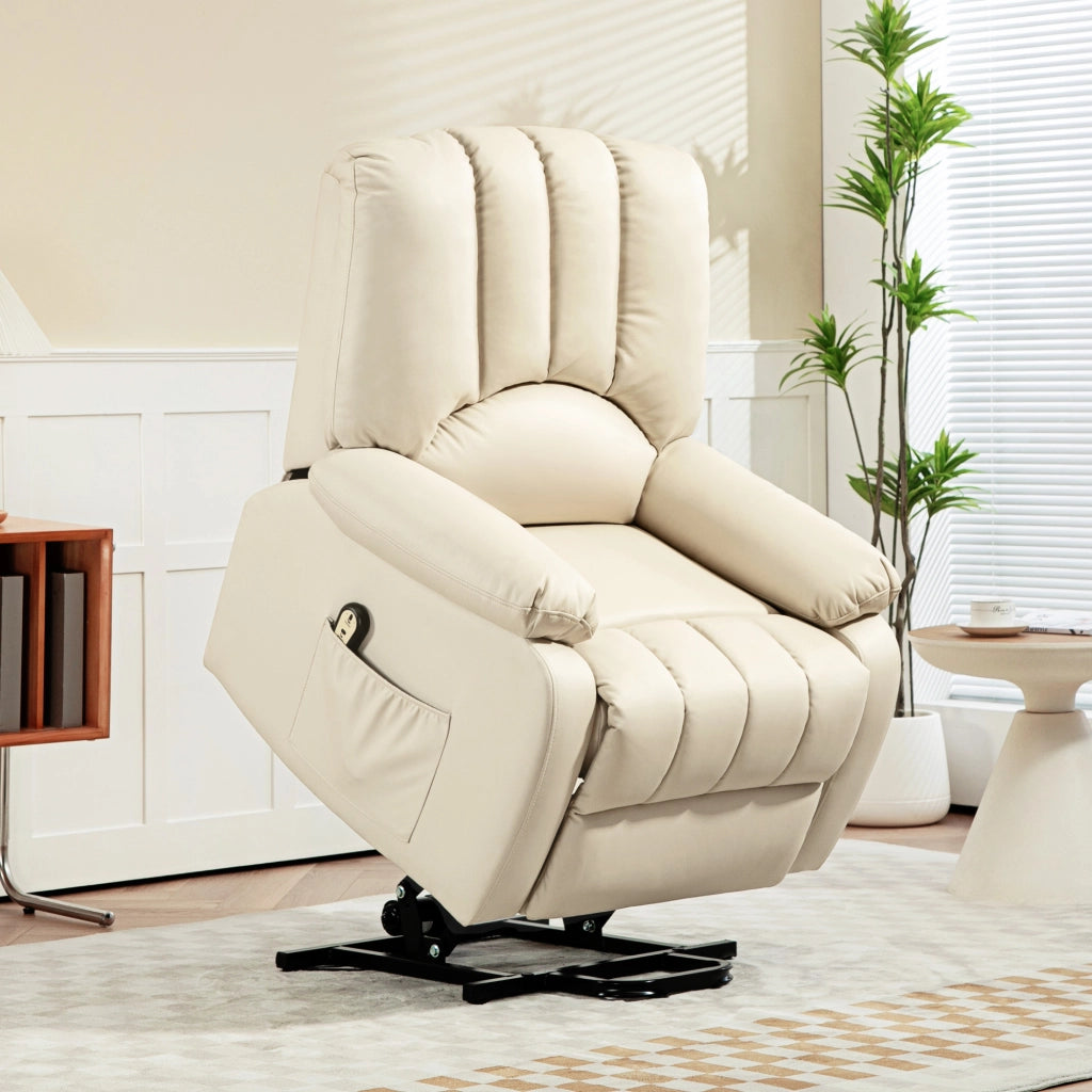 Poltrona relax reclinabile elettrica con poggiapiedi e telecomando ¨C Minimal ¨C Beige 86x92x102 cm