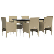 Set di mobili da pranzo da giardino beige/nero da 7 pezzi con cuscini 02_0014620