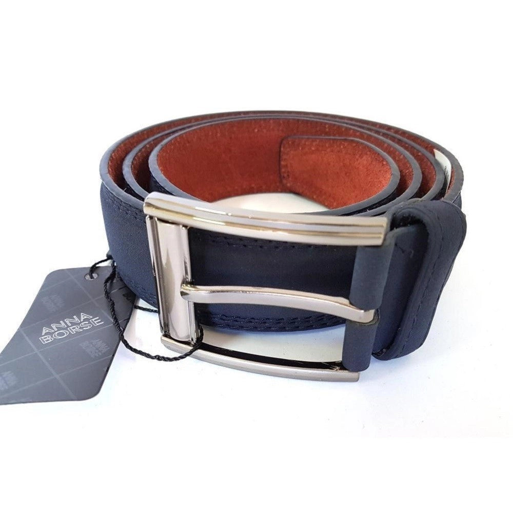 Trade Shop - Cinta Cintura Uomo Pelle Blu M1291 Elegante Glamour Fashion Alla Moda -