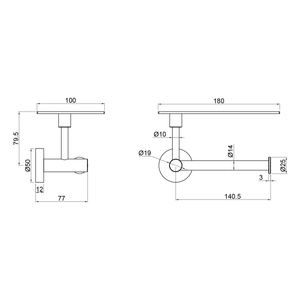 Sined Porta Rotolo Inox Satinato Oro Rosa con Ripiano DAppoggio in Acciaio 316L per Bagni Moderni - Modello Levante