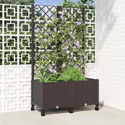 Vaso da giardino con grigliato e ruote Marrone 80 x 40 x 146 cm 3422969