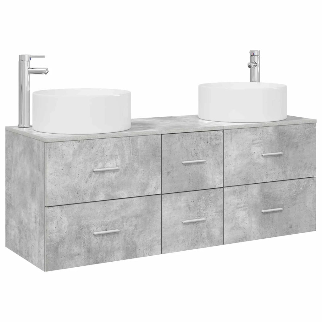 Set di mobili per il bagno 3 pz Grigio Cemento 3405958