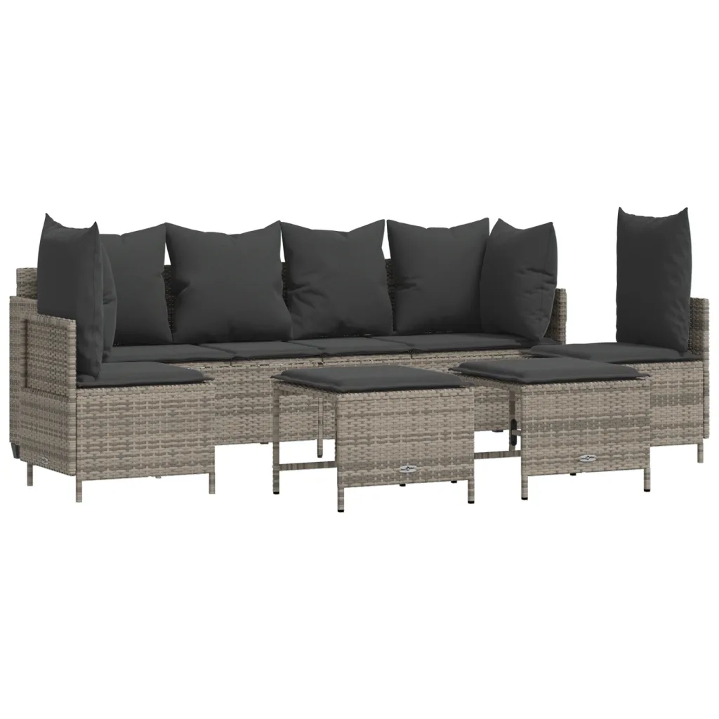 Set Divano da Giardino 5 pz con Cuscini Grigio in Polyrattan 3261547